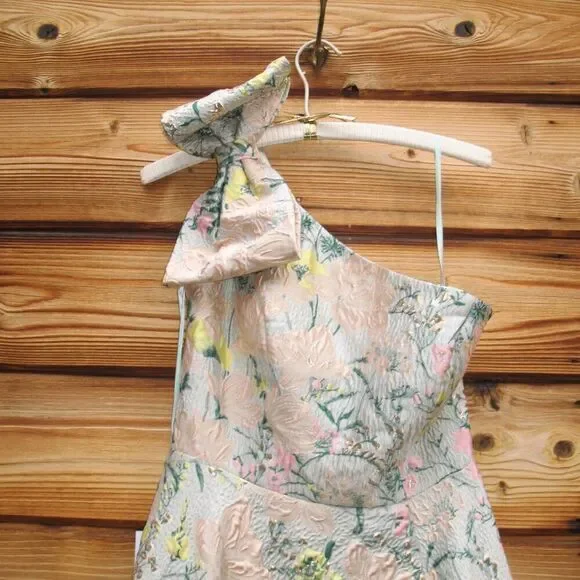 MAC DUGGAL  11919 Multicolor One Shoulder Brocade Floral Dress With Bow - Picture 10 of 16